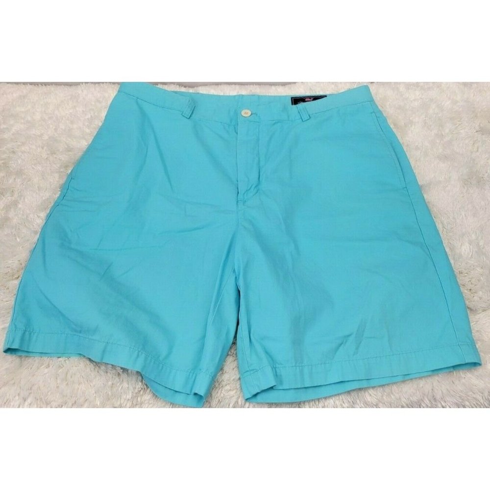 Vineyard Vines Casual Shorts Men Waist Size 38 Flat Front Aqua Blue
